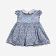 Blue and White Scalloped Collar Dress