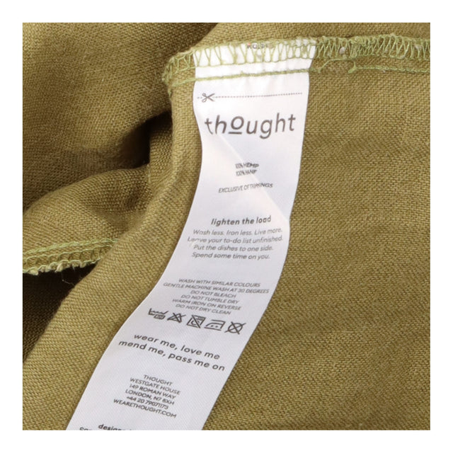 Tunic Dress Khaki Green V Neck Short Sleeve Front 