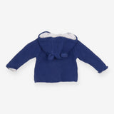 Hooded Cardigan Knit Blue with Dog Lining