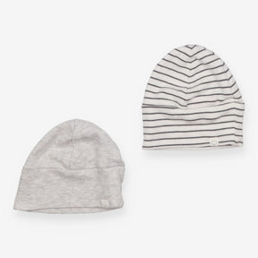 Baby Hats Grey and Black Striped 2-Pack