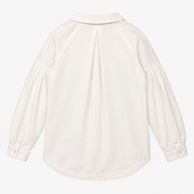 Off White Organic Cotton V-Neck Long Sleeve