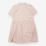 Pink Green Geometric Print Short Sleeve Shirt Dres