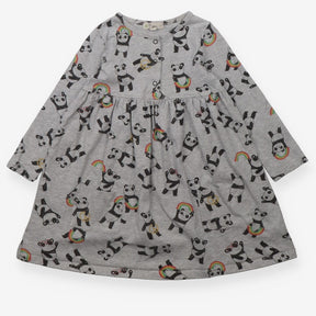 Dress Long Sleeved Grey Rainbow Pandas