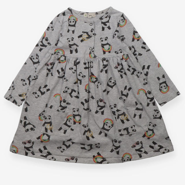 Dress Long Sleeved Grey Rainbow Pandas