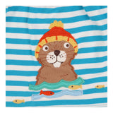 Blue stripe otter applique dress