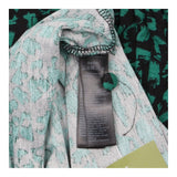 Blouse Green & Black Abstract Print Pintuck Long S