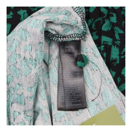 Blouse Green & Black Abstract Print Pintuck Long S