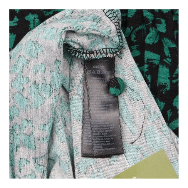 Blouse Green & Black Abstract Print Pintuck Long S