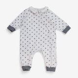 Sleepsuit White with Grey Stars and Collar