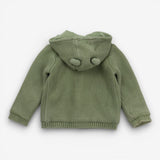 Sage green knit hooded cardigan