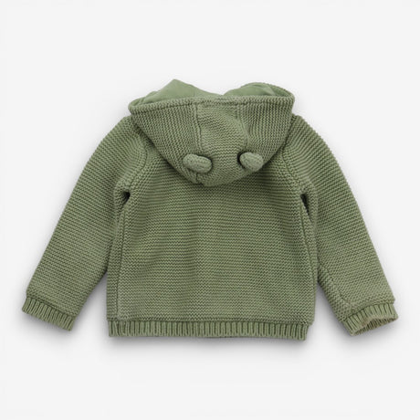 Sage green knit hooded cardigan