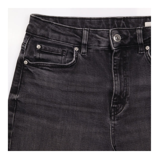 Jeans Mom High Waisted Tapered Black Washed Short 