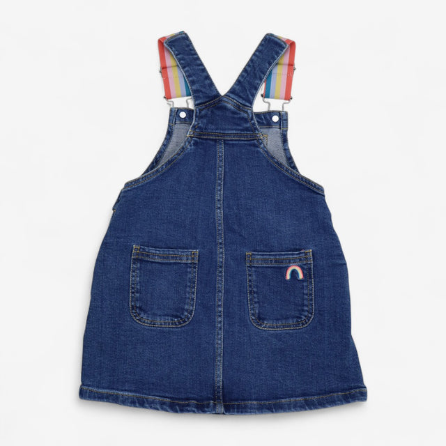Denim Pinafore Dress with Fabric Straps
