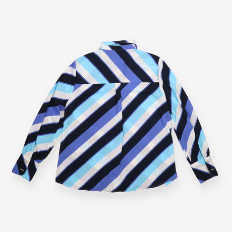 Button Shirt Blue Geometric Stripe Long Sleeve