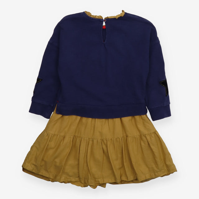 Dress long sleeve navy and yellow