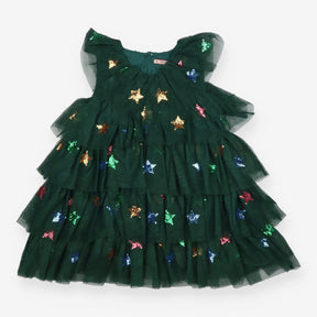 Green Layered Dress with Sparkly Stars 