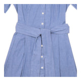 Dress Light Denim Cotton Blend Shirt Midi Tie Wais