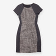Grey Black Tweed Panel Short Sleeve dress