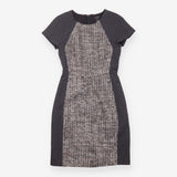 Grey Black Tweed Panel Short Sleeve dress
