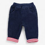 Navy cord pullons with red stripe lining
