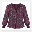 Plum Floral Long Sleeve V Neck Top