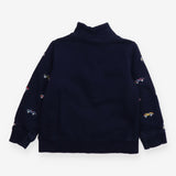 Sweater Half Zip Navy with Car Appliques
