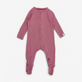 Sleepsuit dusty pink ribbed zip