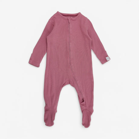 Sleepsuit dusty pink ribbed zip