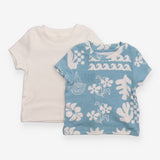 Tee pk 2 ribbed SS white blue white plants