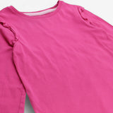 Long sleeve t-shirt pink frill shoulder