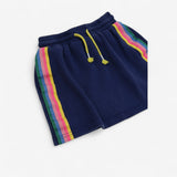 Navy Jersey Skirt with Rainbow Side Stripe