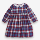 Dress Long Sleeved Tartan Flower Applique Collar
