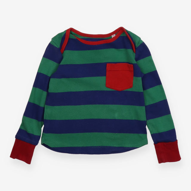 T-shirt long sleeve navy and green stripe