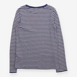 Blue and white long sleeve pointelle t-shirt