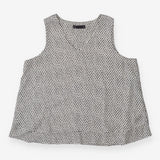 Blouse white with black squares sleeveless