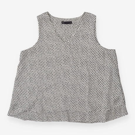 Blouse white with black squares sleeveless
