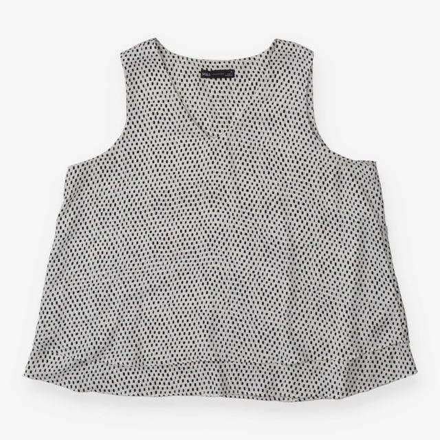Blouse white with black squares sleeveless