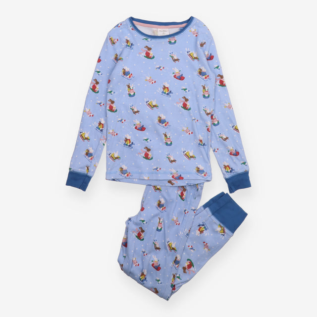 Pyjamas blue bunnies sledging