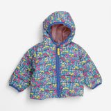 Padded Coat Blue Floral Print
