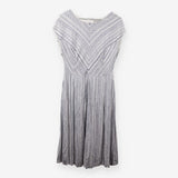 Grey White Chevron Print Midi Dress Smart Casual S