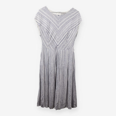 Grey White Chevron Print Midi Dress Smart Casual S