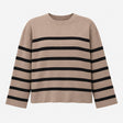 Jumper Mocha Mix Beige Black Striped Cotton Rich C
