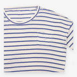 Blue and White Striped Short Sleeve Pocket Top