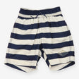 Blue and White Striped Swim Shorts