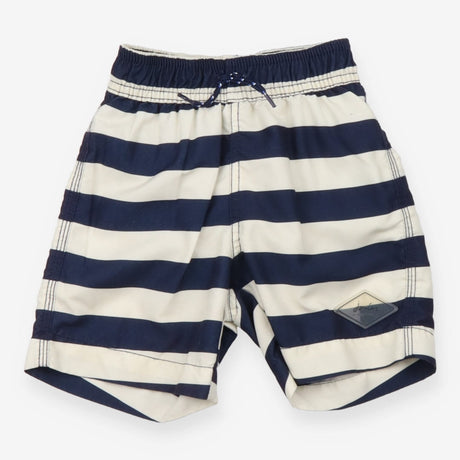 Blue and White Striped Swim Shorts