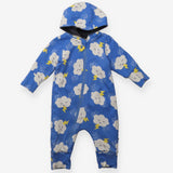 Onesie blue clouds grey fur lining