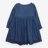 Dress light blue denim embroidered flowers and bir