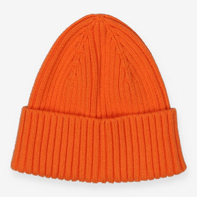 Beanie hat orange ribbed knitted