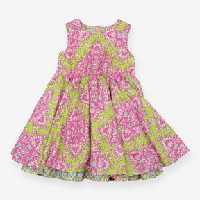 Dress Party Lime and Pink Print