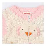 Catimini pink knit zip up cardigan with chick